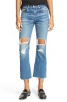 Rag & Bone Distressed High Rise Crop Flare Jeans