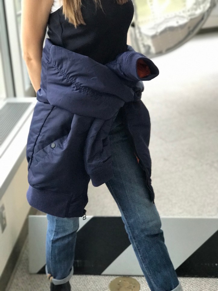 Bomber jacket wrapped around waist