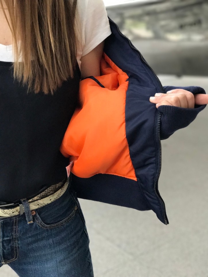 Orange Inner Lining Bomber Jacket